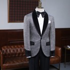 Men Suits Peaked Lapel Houndstooth Blazer Wedding Prom Business Tuxedos 2 Piece 