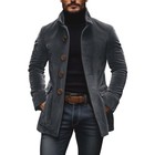 Men s Jacket Winter Stand Collar Button-up Coat Casual Blazer Outerwear Clothing