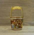 Vintage Miniature Chinese Cloisonne Water Bucket Collectible With Lid - 2 5  Tal