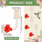 4 Pcs Hummingbird Feeder Tubes With Red Floral Tip  Floral Hummingbird Feeder