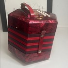 Vintage Red Concertina 21 Button Accordion - Italian Red Marble Squeeze Box