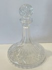Vintage Crystal Ships Decanter With Faceted Stopper