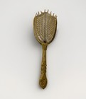  Vtg Victorian Gold Plated Hair Brush Nylon Bristles Usa Made
