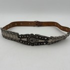Vtg Western Coastal Cowgirl Style Silver Tone Metal   Leather Belt Womens L  34   