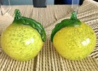 Pair Of Murano Lemon Hand Blown  Glass Realistic  Fruit Decorative  Heavy Weight