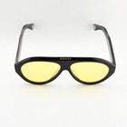 Gucci Gg0479s Aviator Sunglasses Black Frame Yellow Lens Unisex Italy 60-16-145