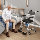 Shower Chair With Wheels  Bedside Commode Wheelchair For Seniors  Black