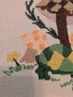 Vintage 1960s Mcm Needlepoint Turtle Mushroom Butterfly Completed Framed 17x15