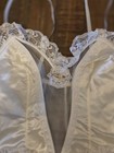 Vtg 80 s Emil Bole Medium Bodysuit Teddy Lingerie White Ruffles Lace Trim Hi Cut