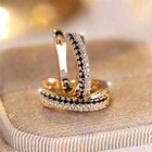 Fashion Gold Plated Shiny Rhinestone Hoop Earrings Jewelry Women Holiday Gift