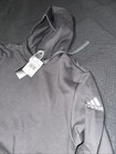 Adidas Fleece Hoodie Women   s Size Large Dark Gray  white Logo New Warn Cotton