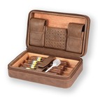 Galiner 4ct Cigar Humidor Humidifier Cedar Wood Case 4 Jet Torch Lighter Cutter