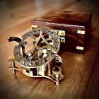 Brass Sundial Compass 3    Inch W  Beautiful Wooden Box Antique Vintage Style Gift