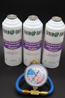 Enviro-safe Auto Ac R34a Replacement Refrigerant With Stop Leak  3 Cans  Gauge