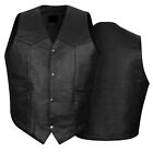 Men s Motorcycle Vest Genuine Leather Vest Club Style Biker Vest With Gun Pocket