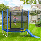 Merax 7ft Kids Trampoline With Safety Enclosure Net  Slide And Ladder  Easy Asse