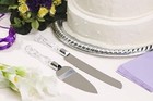 Silver Clear Knife And Server Crystal Handles Cake Serving Set Wedding Tableware
