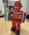 Metal House Japan Tin Battery Operated Red Super Space Giant Robot Toy With Box