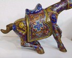 Vintage Chinese Cloisonne Blue   Rust Horse-great Shape No Mane 16 5 X 11 X 5  