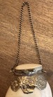 Vintage Mother Of Pearl Shell Hinged Scent Bottle Snuff Box W Chain