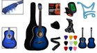 38in Blue Beginner Acoustic Guitar Set With Gig Bag Picks Straps Extra Strings