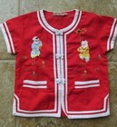 Vintage Daffodil Child s Embroidered Red Chinese 2 Piece Play Outfit Top Pants 2