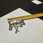 Signed Jj Pewter Silver Tone Sewing Charms Brooch Pin Jonette Jewelry