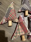 Primitive Patchwork Fabric Christmas Trees Set Of 7     Rustic Farmhouse Decor 