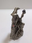 Vintage Pewter Wizard With Crystal Ball Red Gem In Pipe 3 5 Inches 