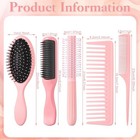 5pcs Pink Hair Brushes For Women Hair Comb Set Detangler Brush For Men And Women