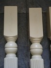 Vintage Nos Set Of 4 Carved Wood Fluted Antique White Table Legs 29    Long