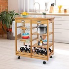 Rolling Kitchen Island Wood Mobile Serving Cart W storage For Home Restuarant 