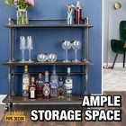 Three-tier Wood Shelf Industrial Bar Cart With Locking Wheels  Boulder Black