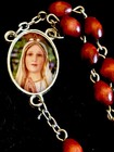 Vintage Wood Beaded Rosary Silver Inri Crucifix  Domed Fatima Center