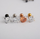 2pcs Surgical Stainless Steel Round Cz Earrings Screw Back Ear Studs Men Women