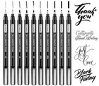 Calligraphy Brush Pen Set 10 Sizes Black Archival Ink Markers