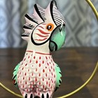 Cockatoo Hand Painted Ceramic With Brass Ring Vintage Made In Mexico Gorgeous