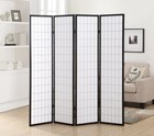 Roundhill Furniture Oriental Shoji 4 Panel Screen Room Divider  Black