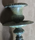 Pair Of Russian Candleholders Rustic Metal Gothic Antiqued 9 h Heavy 