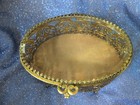 Antique Victorian Filigree Casket Box With Beveled Glass Top And Velvet Lined 