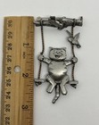Vintage Jonette Jewelry Silver Pewter Cat Swing Metal Women s Lapel Pin Brooch