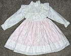 Vtg Rose Bud Girls Prarie Dress 4t Long Sleeve Layered Floral Lace Pink White