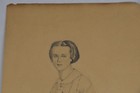 Antique Original Art Drawing Victorian Woman Sunday Best Pencil Sketch Vintage