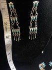 Zuni Native American Sterling Silver 925 Turquoise Teardrop Dangle Earrings 3 