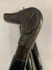 Antique Vintage Victorian Wooden Walking Stick Cane Style Brass Dog Head Handle