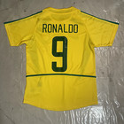 Brazil 2002 Ronaldo  9 R9 Yellow Home Retro Soccer Jersey Mens Size Medium
