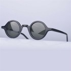 Vintage Reading Sunglasses Small Round 38mm Black Hand Made Acetate Mens Women