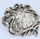 Large Antique Art Nouveau Unger Brothers Ophelia  Sterling Pin W  Woman Flowers