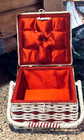 Vintage Singer Wicker Sewing Basket Box Japan Apples Daisies