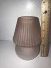 Fairy Lamp Votive Candle Holder Pink Frosted Glass Pleated Shade